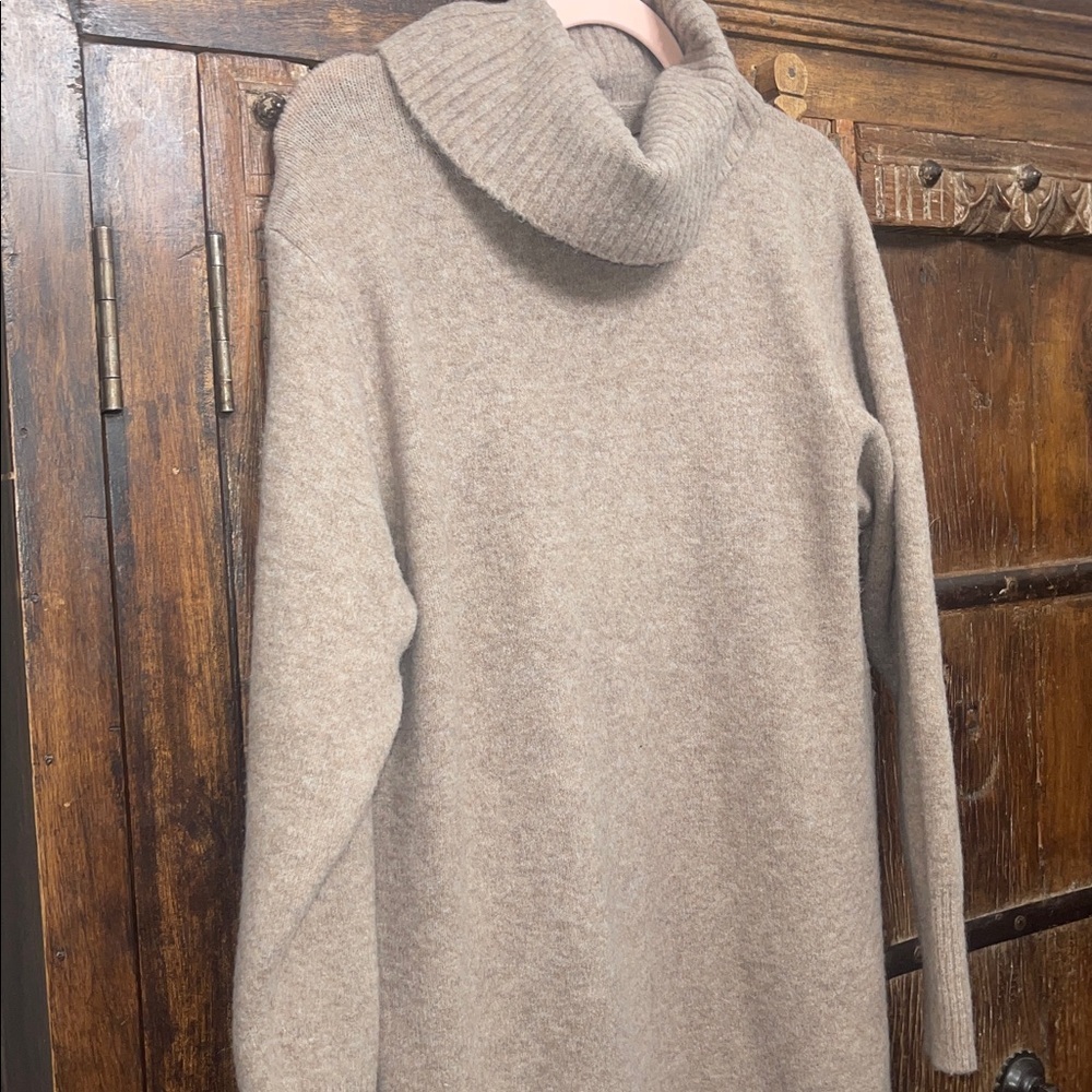 UNIQLO Women’s Turtleneck Sweater Dress Soft Heathered Oatmeal Beige | Size M - Picture 4 of 7